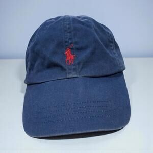Polo Ralph Lauren Blue Cotton Cap Hat Red Pony Adjustable Back